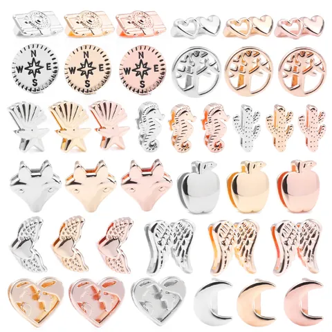 Breloques en Alliage pour Fabrication de Bijoux DIY Accessoire de Bracelet Collier Lune Boussole Hippocampe Étoile de Mer Cœur Ailes Arbre Vie