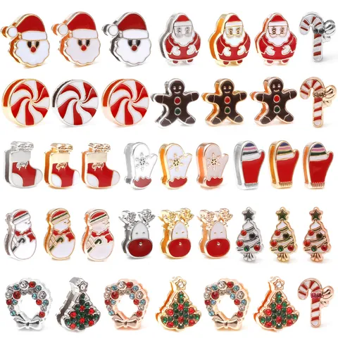 Série de Noël Breloques en Alliage Émaillé Pour Création de Bijoux DIY Bracelet Collier Père Noël Renne Bonhomme de Neige Flocon de Neige Bonhomme de Pain d'Épices Cadeau de Noël