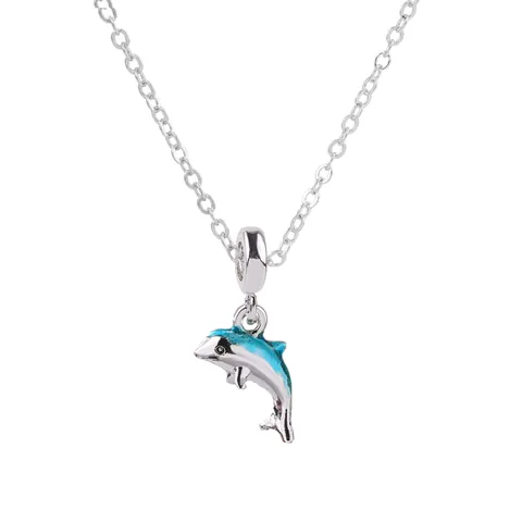 Collana con Pendente in Lega Placcata Argento alla Moda per Donna Cuore di Smalto Stella Marina Delfino Acchiappasogni Gioielli a Tema Oceano Regalo