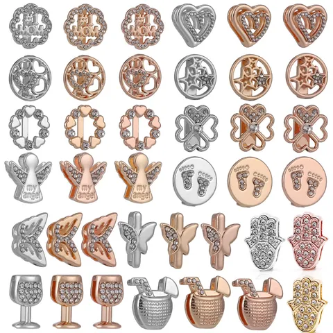 Legering Strass Charme Kralen Hart Engel Vleugel MOM Voetafdruk Horlogeband Schuif Voor DIY Sieraden Maken Armbanden Voor Vrouwen
