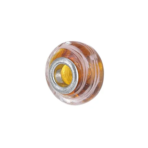 5mm Großloch Glasperlen Bunte Lampwork Charms Blumenmuster Versilberter Metallkern Für DIY Armbänder Schmuckherstellung Damen Accessoires
