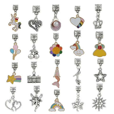 DIY Jewelry Making Kit For Kids Girls Unicorn Rainbow Mermaid Enamel Charms Crystal Beads Snake Chain Bracelet Set Gift Box