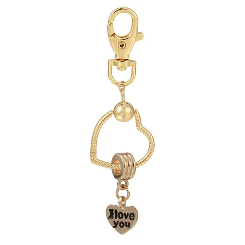 Porte-clés Attrape-rêves Cœur en Alliage Métal Plaqué Or Anneau Torsadé Pendentif de Sac pour Femme Cadeau de Saint Valentin