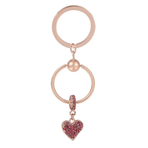 Llavero de Aleación Oro Rosa Con Soporte de Charm Cadena de Serpiente Corazón Pluma Tacón Alto Strass Colgante Para Mujer
