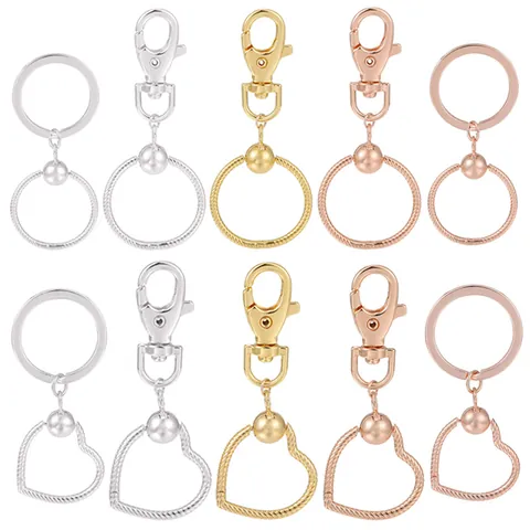 Porte-clés en Métal Alliage Coeur Cercle Charme de Sac Texture Serpent Fermoir Mousqueton Accessoire DIY Or Argent Or Rose Femmes
