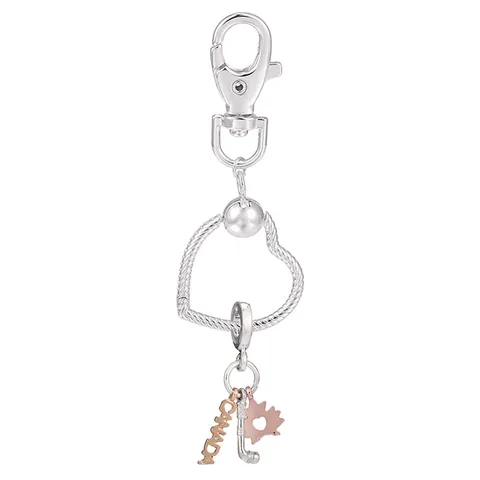 Porte-clés Cœur en Alliage Argenté Avec Pendentif Animal Coccinella Fleur Charme de Sac à la Mode Porte-clés Cadeau pour Femmes