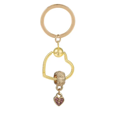 Porte-clés Mode en Alliage Or Forme de Cœur Avec Breloques en Émail et Strass Capteur de Rêves Abeille Fleur Pendentif pour Sac Femme Cadeau