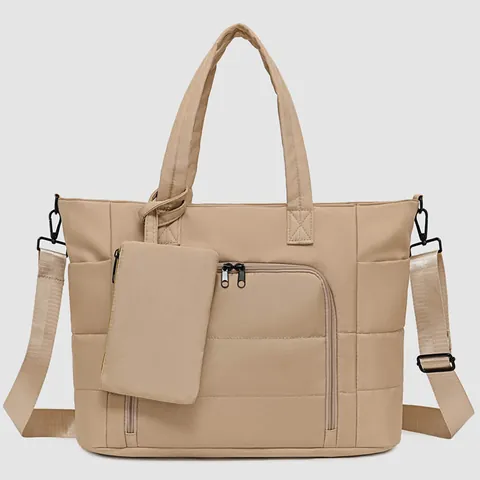 Damen Wasserdichtes Nylon Isoliertes Tote Handtasche Mehrfächer Casual Reise Umhängetasche Doppelte Tragegriffe Verstellbarer Riemen