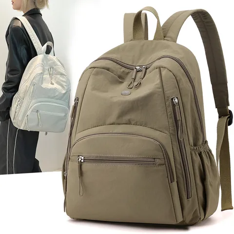 Zaino in Nylon Paracadute Impermeabile da Donna Grande Capacità Urbano Semplice Borsa a Tracolla Puffer per Viaggio Scuola Moda Zaino da Donna