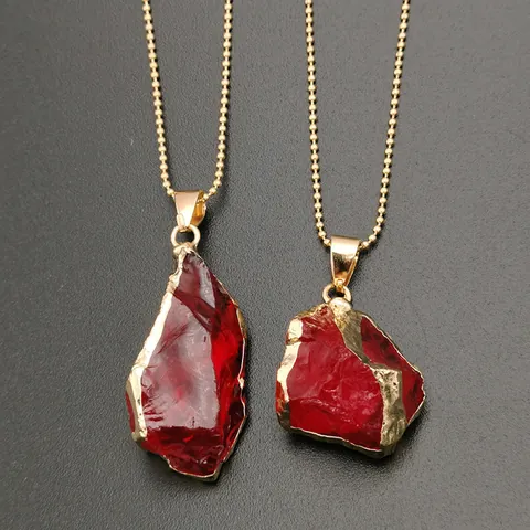 Unregelmäßiger Naturkristall Rohstein Anhänger Vergoldeter Messingrand Bunter Naturstein Anhänger Nur Für DIY Schmuck