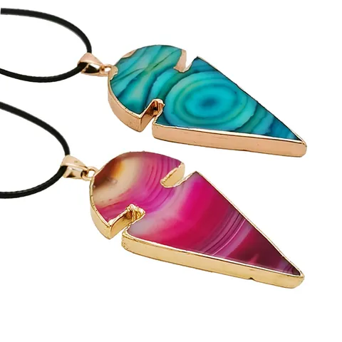Colgante de Punta de Flecha Piedra Natural Ágata Irregular Bañado en Oro Cristal Colgante Sin Cadena Para Mujer Joyería
