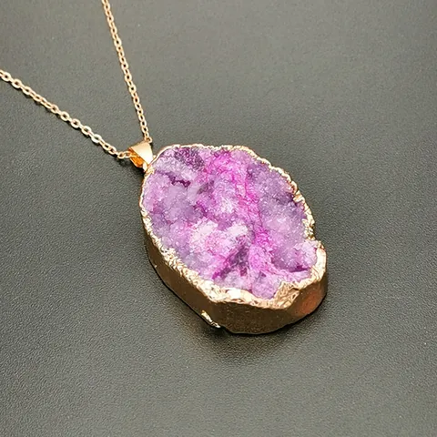 Onregelmatige Natuurlijke Druzy Kwarts Agaat Edelsteen Hanger Alleen Boheemse Druzy Kristal Cluster Gouden Rand Dames Hanger