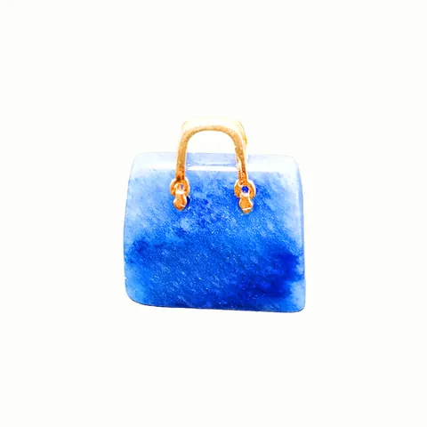 Natural Stone Crystal Agate Mini Handbag Shape Pendant Only Gold Alloy Handle Fashion Jewelry Pendant Without Chain