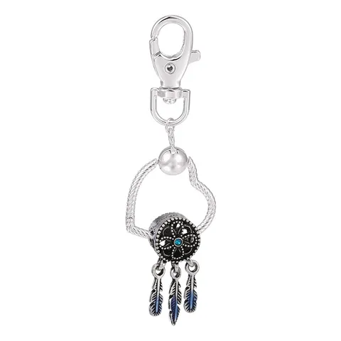 Porte-clés en Alliage D'argent Avec Breloque Cœur Pour Femmes Cœur Arc-en-ciel Attrape-rêves Vélo Licorne Bijou de Sac Accessoire