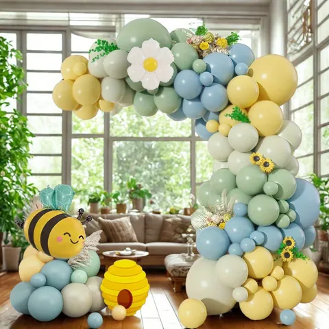 Bee Daisy Balloon Arch Garland Kit Macaron Latex Foil Balloons For Spring Party Birthday Outdoor Decoration Accessory
