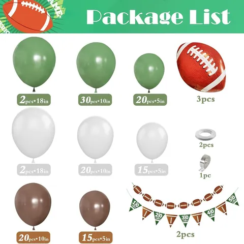 American Football Balloon Arch Garland Kit First Year Down Birthday Party Decorations Green Brown White Latex Mylar Balloons For Kids Sports Theme