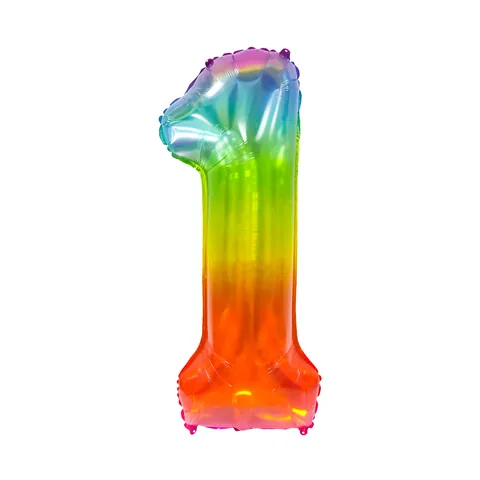 Rainbow Gradient Jelly Color Digital Number Balloon Aluminum Foil Mylar Balloon For Birthday Party Anniversary Decoration