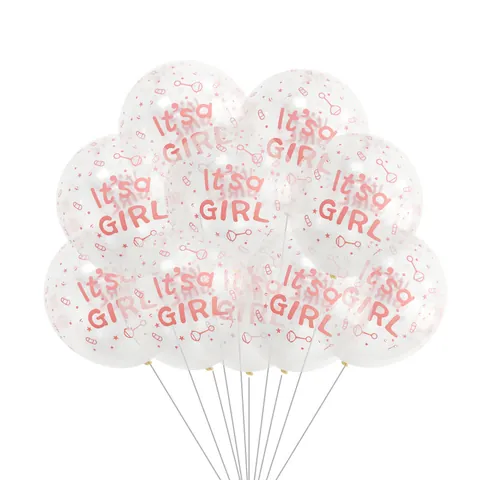 Baby Shower Latex Balloons It Is Boy Or Girl Printed Gender Reveal Birthday Party Decor Transparent Pink Blue Confetti