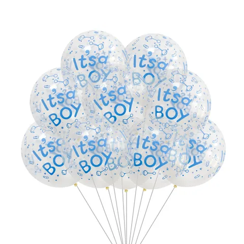 Baby Shower Latex Balloons It Is Boy Or Girl Printed Gender Reveal Birthday Party Decor Transparent Pink Blue Confetti