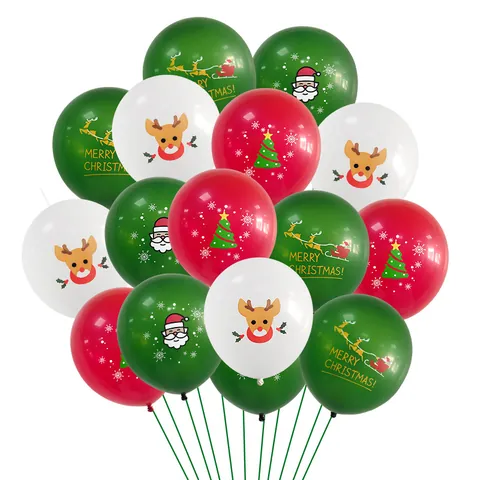 Thick Latex Christmas Balloons Red Green White Santa Reindeer Christmas Tree Pattern For Xmas Party Celebration Decoration