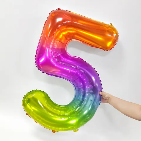 Globo De Papel De Aluminio Con Número De 40 Pulgadas Degradado De Arcoíris Jalea Globo Digital Para Decoraciones De Fiesta De Cumpleaños