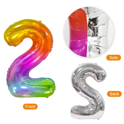 Globo De Papel De Aluminio Con Número De 40 Pulgadas Degradado De Arcoíris Jalea Globo Digital Para Decoraciones De Fiesta De Cumpleaños