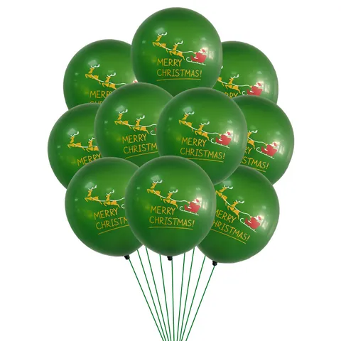 Thick Latex Christmas Balloons Red Green White Santa Reindeer Christmas Tree Pattern For Xmas Party Celebration Decoration
