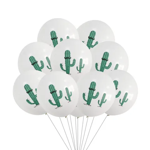 Tropical Monstera Leaves Latex Balloons Cartoon Cactus Triangle Pattern Transparent Green White Party Decoration Balloons For Hawaii Summer Party