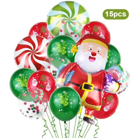 Christmas Decoration Santa Claus Foil Balloons And Latex Confetti Reindeer Snowflake Christmas Tree Patterns For Xmas Party Decoration