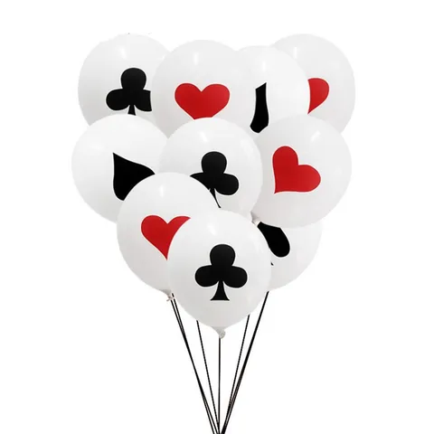 Ballons en Latex Thème Poker pour Décoration de Fête Las Vegas Cœurs Piques Trèfles Carreaux Ballons Décoratifs Imprimés