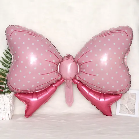 Large Bow Tie Aluminum Foil Balloon Polka Dot Mylar Balloon For Birthday Wedding Party Decoration Pink Blue