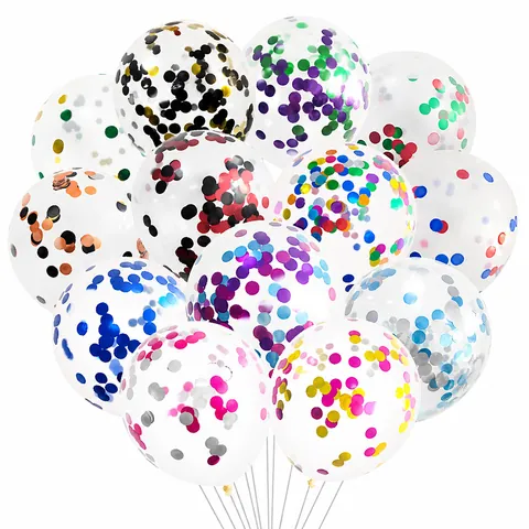 Clear Latex Balloons With Colorful Confetti Sequins Large Round Transparent Balloons For Birthday Wedding Party Decoration
