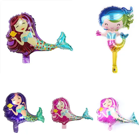 Mermaid Princess Foil Balloon Mini Cartoon Aluminum Film Balloons For Kids Birthday Party Decoration Ocean Theme Supplies