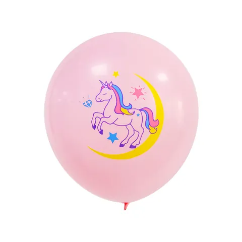 Inflatable Unicorn Moon Stars Latex Balloon For Birthday Wedding Party Decorations Cartoon Animal Print Round Party Balloon