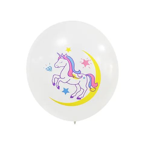 Inflatable Unicorn Moon Stars Latex Balloon For Birthday Wedding Party Decorations Cartoon Animal Print Round Party Balloon