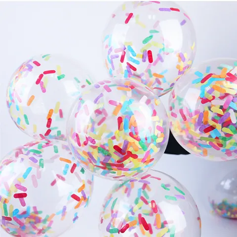 Ballon Rond en Latex Transparent 12 Pouces Avec Confettis Colorés Décoration de Fête pour Anniversaire Mariage