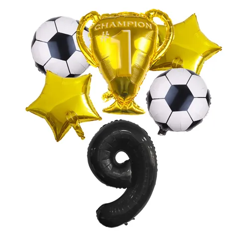 Soccer Champion Trophy Foil Balloons Star Football Mylar Balloon Birthday Party Decoration Supplies For Kids Sports Celebration