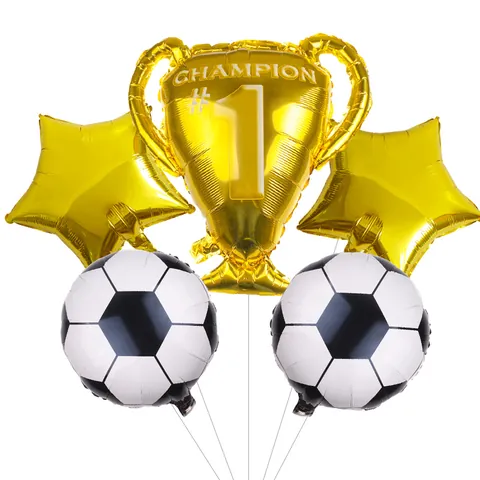 Soccer Champion Trophy Foil Balloons Star Football Mylar Balloon Birthday Party Decoration Supplies For Kids Sports Celebration