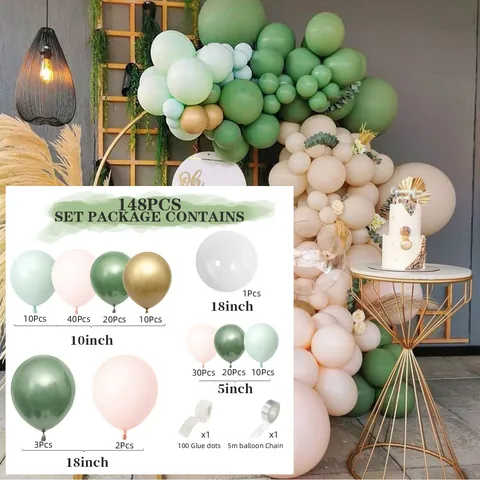 Balloon Arch Kit Garland Latex Balloons For Wedding Birthday Party Decoration Retro Green Metallic Gold Arrangement