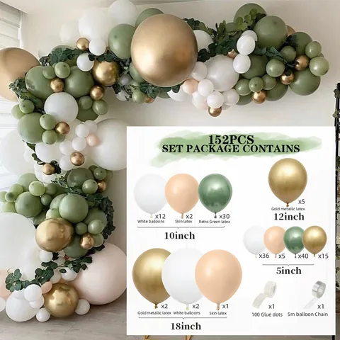 Balloon Arch Kit Garland Latex Balloons For Wedding Birthday Party Decoration Retro Green Metallic Gold Arrangement