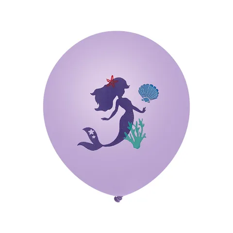 Mermaid Theme Latex Balloons Cartoon Sea Life Shell Starfish Prints Round Balloons For Kids Birthday Party Decoration