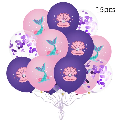 Ballons de Fête Thème Sirène Motifs Océan Violet Rose Bleu Paillettes Confettis Latex Ballons Décorations Anniversaire