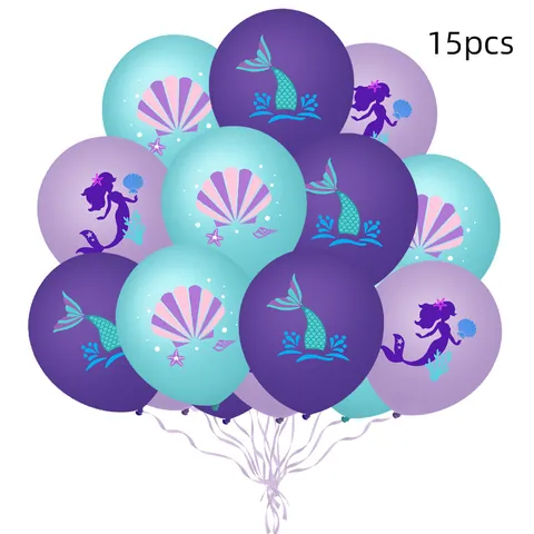 Bouquet de Ballons Imprimés en Latex Thème Sirène Violet Bleu Rose Queue d'Océan Ballons Décoratifs pour Anniversaire Fête