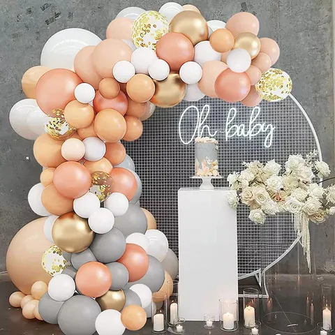 Orange Grau Weiß Ballonbogen Girlande Latex Metallic Gold Ballons Für Hochzeit Geburtstag Babyparty Party Dekoration