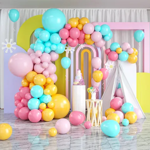 Macaron Balloon Arch Garland Kit Blue Orange White Pink Birthday Party Wedding Baby Shower Decorative Latex Balloons Collection