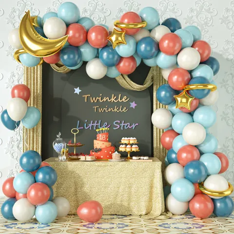 Retro Pink Blau Luftballons Bogen Stern Mond Folienballons Latexballons Für Gender Reveal Baby Shower Geburtstag Party Dekoration