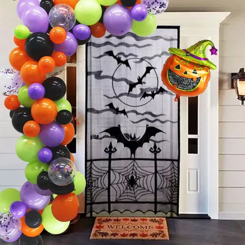 Halloween Ballon Girlande Kit Mit Kürbis Zaubererhut Folienballons Und Bunten Latexballons Für Gruselige Party Deko