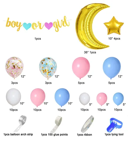 Gender Reveal Party Ballonbogen Kit Rosa Blau Gold Mond Stern Folienballons Boy Or Girl Banner Baby Shower Dekoration
