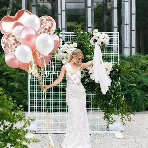 Rose Gold Bride To Be Decoration Heart Diamond Ring Foil Balloons Tassels Confetti Latex Balloons For Wedding Party