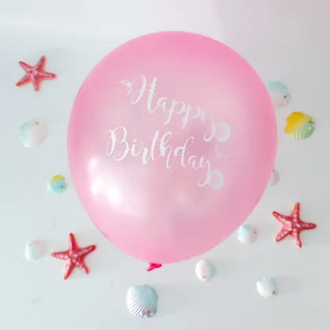 Mermaid Theme Natural Latex Balloons Ocean Birthday Party Decoration Shell Mermaid Tail Happy Birthday Printed Balloons